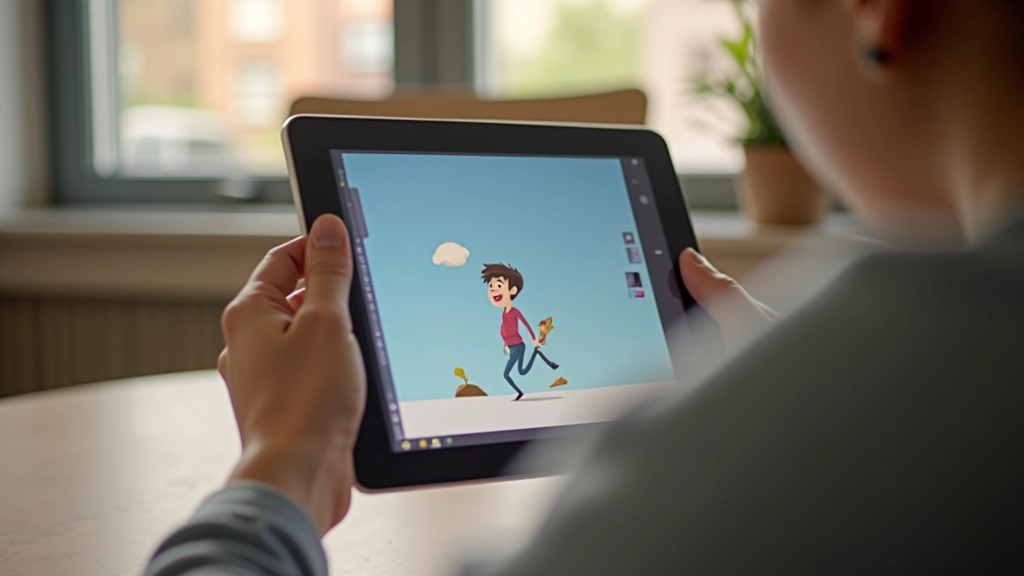 Lottie animatie voorbeeld op tablet scherm met complexe bewegingsvolgorde